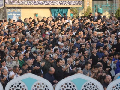 People pray for rain following a drought crisis at Imamzadeh Saleh shrine in Tehran, Iran, November 14, 2025. Majid Asgaripour/WANA (West Asia News Agency) via REUTERS ATTENTION EDITORS - THIS PICTURE WAS PROVIDED BY A THIRD PARTY