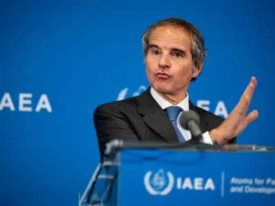 Director General of the International Atomic Energy Agency (IAEA) Rafael Grossi holds a press conference on the opening day of his agency's quarterly Board of Governors meeting in Vienna, Austria, November 19, 2025. REUTERS/Elisabeth Mandl