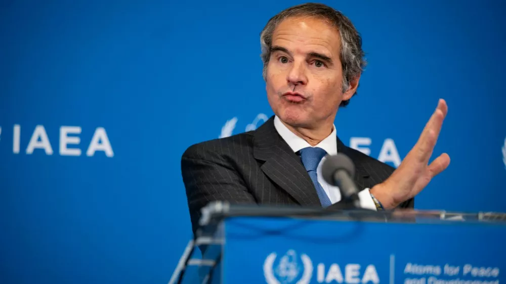 Director General of the International Atomic Energy Agency (IAEA) Rafael Grossi holds a press conference on the opening day of his agency's quarterly Board of Governors meeting in Vienna, Austria, November 19, 2025. REUTERS/Elisabeth Mandl