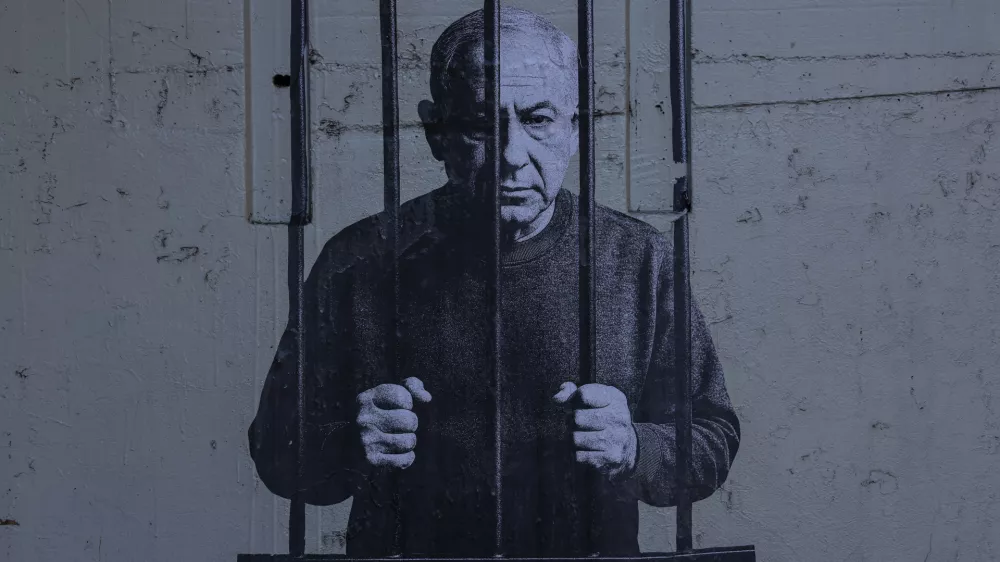 - 17.07.2025 - Benjamin Netanyahu - zapor, Gaza, Izrael, Palestina, genocid, grafit, Ljubljana//FOTO: Jaka Gasar