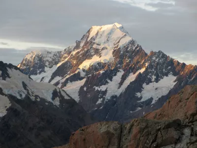 FILE - Aoraki, also known as Mount Cook, New Zealand's highest mountain, is shown at sunset, March 30, 2014, in Twizel, New Zealand. (AP Photo/Carey J. Williams, File)