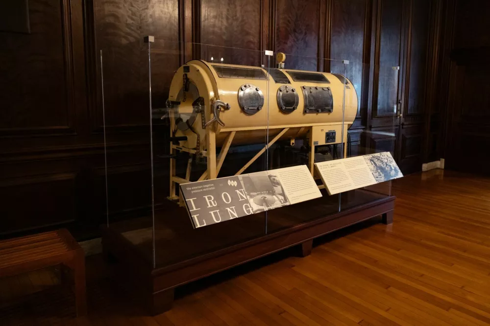 An iron lung display at the Mütter Museum in Philadelphia, Aug. 10, 2023. The Mütter, a beloved 19th-century collection of medical curiosities and human remains, wants to adopt a more "respectful" approach, but many enthusiasts of the museum are opposed to such changes.,Image: 797155741, License: Rights-managed, Restrictions:, Model Release: no