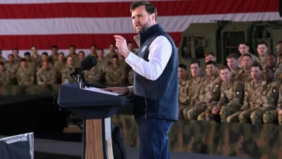 Vice President JD Vance speaks during a visit to Fort Campbell, Ky., Wednesday, Nov. 26, 2025. (AP Photo/John Amis)