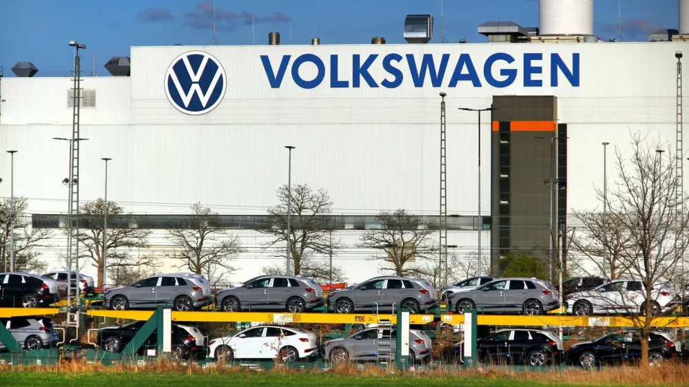 Mosel, Germany - March 25, 2024: Volkswagen Zwickau-Mosel Plant, an automobile factory of Volkswagen Sachsen in Zwickau district of Mosel, Germany. Since 2019 it produces electrical vehicles.
