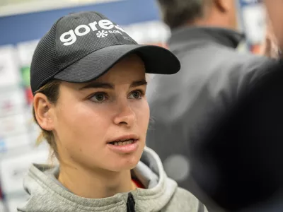 Nika Vodan11.11. 2024 Predstavitev moške in ženske reprezentance v smučarskih skokih v pred začetkom nove sezone svetovnega pokalaFOTO: Nik Erik Neubauer