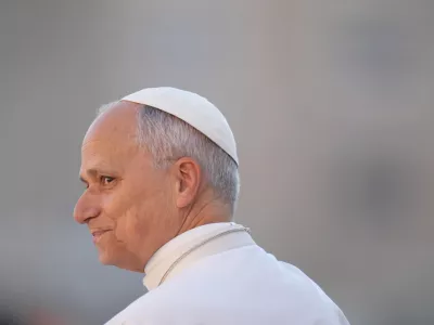 Pope Leo XIV arrives in St. Peter's Square on the occasion of the weekly general audience, at the Vatican, Wednesday, Dec. 10, 2025. (AP Photo/Andrew Medichini)