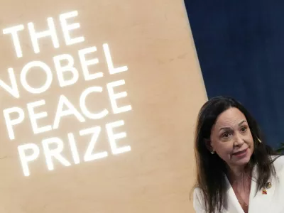 Nobel Peace Prize 2025 laureate Maria Corina Machado attends a press conference at the Grand Hotel in Oslo, Norway, December 11, 2025. REUTERS/Tom Little