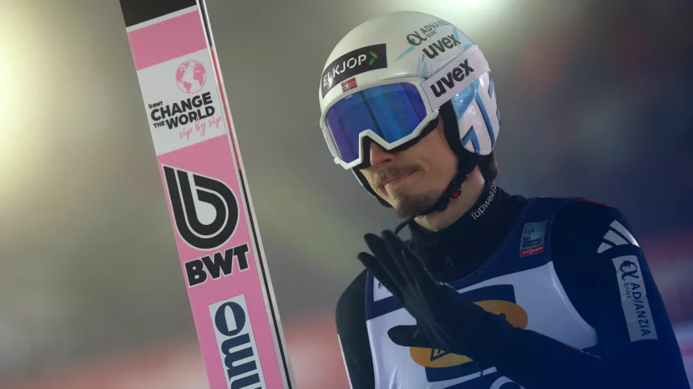Ski Jumping - FIS Ski Jumping World Cup - Klingenthal, Germany - December 13, 2025 Norway's Johann Andre Forfang reacts after the men's individual second round REUTERS/Lisi Niesner
