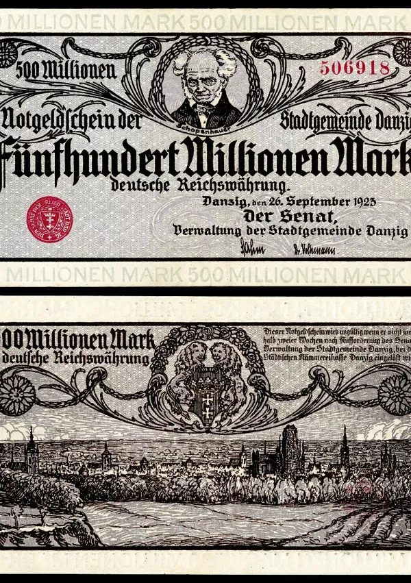 Njegov portret na denarju, bankovcu za 500 milijonov mark, ki so ga izdali v Gdansku. / Foto: Wikipedia