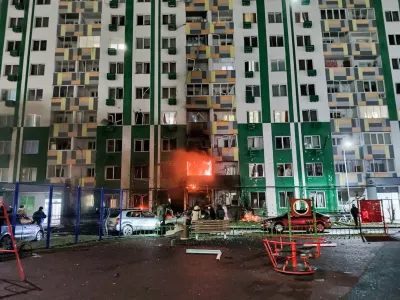 12 December 2025, Russia, Tver: The site of an explosion in an apartment building after an Armed Forces of Ukraine drone was downed by Russian Air Defence systems. Seven people, including a child, sustained injuries and were taken to a hospital. Photo: Dmitry Boikov/TASS via ZUMA Press/dpa