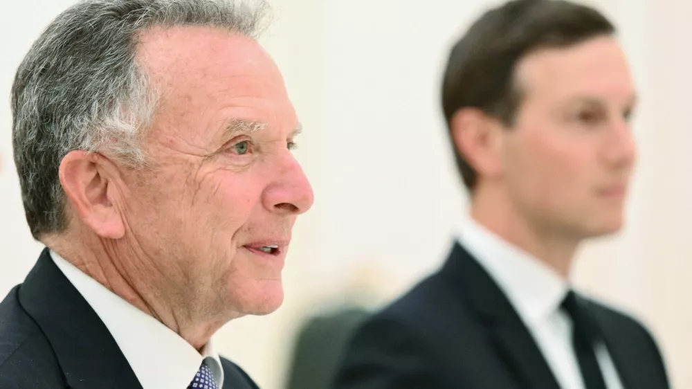 U.S. President Donald Trump's special envoy Steve Witkoff and son-in-law Jared Kushner attend a meeting with Russian President Vladimir Putin at the Kremlin in Moscow, Russia, December 2, 2025. Sputnik/Kristina Kormilitsyna/Pool via REUTERS ATTENTION EDITORS - THIS IMAGE WAS PROVIDED BY A THIRD PARTY.