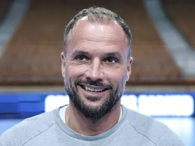 Uroš Zorman- 13.10.2025 - rokomet - novinarska konferenca Slovana iz Ljubljane pred torkovim začetkom nastopanja v skupinskem delu evropske lige - RK Slovan//FOTO: Jaka Gasar