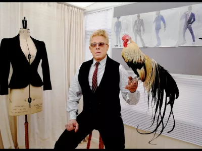 Antony Price is a London fashion designer who is best known for glamorous evening wear and suits, and for the seventies icon of the cap sleeve t-shirt (trading under the Plaza label for the premium price of Ł6, this was quickly 'ripped off' by numerous other manufacturers). Price has collaborated with a number of musical performers, including David Bowie, Steve Strange, and Duran Duran. but is best known for his close working relationship with Bryan Ferry and Roxy Music, whose respective 'looks' were defined by Price's designs. Sarah Lee,Image: 1060085752, License: Rights-managed, Restrictions: WORLDWIDE RIGHTS AVAILABLE. End users shall not licence, sell, transmit, or distribute any photographs represented by eyevine, to any third party., Model Release: no