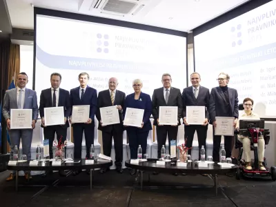 Slovesnost ob podelitvi priznanj desetim najvplivnejsim pravnikom, ki se jo je udelezila tudi predsednica republike Natasa Pirc Musar. Foto: STA
