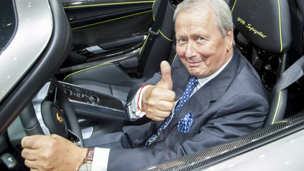 Wolfgang Porsche, Chairman of the Board of Porsche AG, Porsche 918 Spyder, Group Night of the Volkswagen AG at the 65th International Automobile Exhibition IAA 2013, Frankfurt am Main, Hesse, Germany,Image: 199173659, License: Rights-managed, Restrictions:, Model Release: no