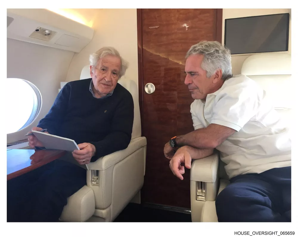Philosopher Noam Chomsky is seen with late financier and convicted sex offender Jeffrey Epstein in this undated image from the U.S. Justice Department's file released by House Oversight Committee Democrats in Washington, D.C., U.S., on December 18, 2025. House Oversight Committee Democrats/Handout via REUTERS  THIS IMAGE HAS BEEN SUPPLIED BY A THIRD PARTY