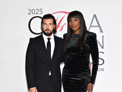 FILE - Andrea Preti, left, and Venus Williams attend the CFDA Fashion Awards, hosted by The Council of Fashion Designers of America, at The American Museum of Natural History on Monday, Nov. 3, 2025, in New York. (Photo by Evan Agostini/Invision/AP, File)