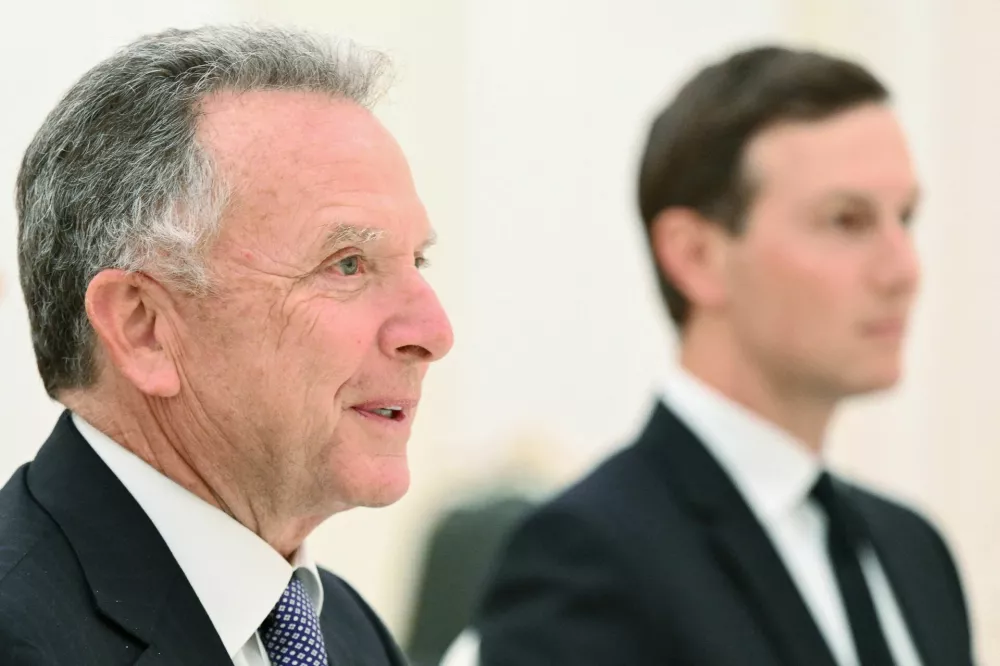 U.S. President Donald Trump's special envoy Steve Witkoff and son-in-law Jared Kushner attend a meeting with Russian President Vladimir Putin at the Kremlin in Moscow, Russia, December 2, 2025. Sputnik/Kristina Kormilitsyna/Pool via REUTERS ATTENTION EDITORS - THIS IMAGE WAS PROVIDED BY A THIRD PARTY.