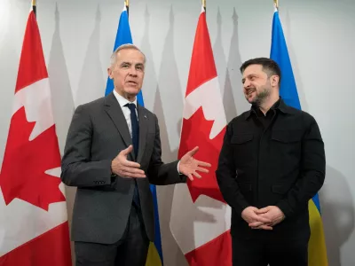 Canada's Prime Minister Mark Carney meets with Ukrainian President Volodymyr Zelenskiy in Halifax, Nova Scotia, Canada, December 27, 2025. REUTERS/Darren Calabrese