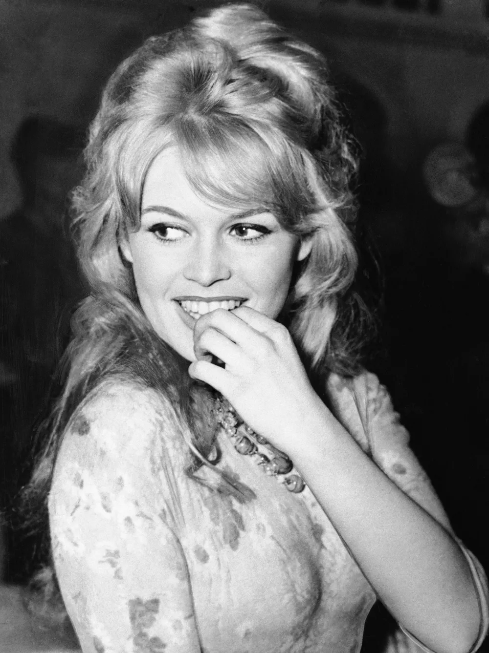 FILE - French film actress Brigitte Bardot appears at the Mount Royal Hotel in London on April 9, 1959. (AP Photo/Dave Dawson, File)