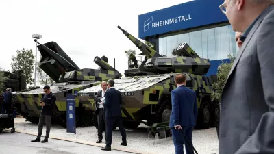 FILE PHOTO: A Skyranger 30 short range air defense turret system manufactured by Rheinmetall is displayed at the Eurosatory international land and air defence and security trade fair in Villepinte, France, June 17, 2024. REUTERS/Benoit Tessier/File Photo