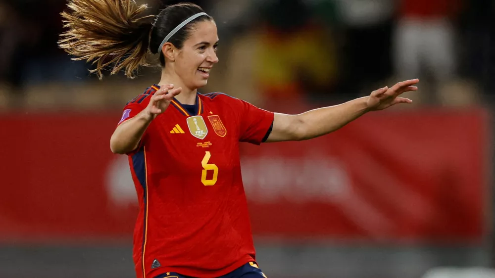 FILE PHOTO: Soccer Football - UEFA Women's Nations League - Final - Spain v France - Estadio La Cartuja, Seville, Spain - February 28, 2024 Spain's Aitana Bonmati celebrates scoring their first goal REUTERS/Marcelo Del Pozo/File Photo