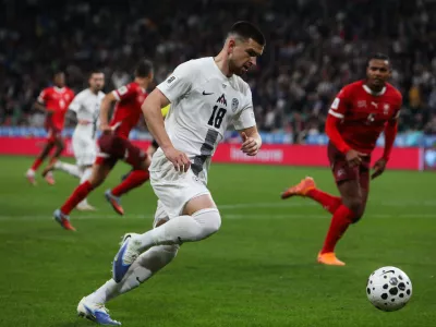  - Žan Vipotnik,- 13.10.2025. - Kvalifikacije za svetovno prvenstvo v nogometu 2026 Slovenija - &Scaron;vica.//FOTO: Bojan Velikonja