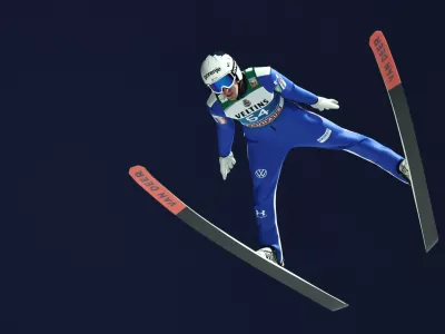 31 December 2025, Bavaria, Garmisch-Partenkirchen: Slovenia's Timi Zajc competes in the men's large hill qualification at the Four Hills Tournament World Cup ski jumping event. Photo: Daniel Karmann/dpa