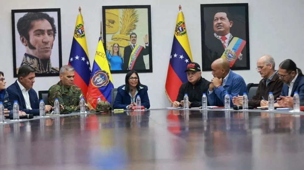 A photograph posted by Delcy Rodriguez, the acting President of Venezuela, on her Instagram account shows her attending a meeting, after the U.S. launched an attack on Venezuela, capturing its President Nicolas Maduro and his wife Cilia Flores, in a social media post released on January 4, 2026. Delcy Rodriguez via Instagram/Handout via REUTERS  THIS IMAGE HAS BEEN SUPPLIED BY A THIRD PARTY. NO RESALES. NO ARCHIVES. MANDATORY CREDIT. BEST QUALITY AVAILABLE.