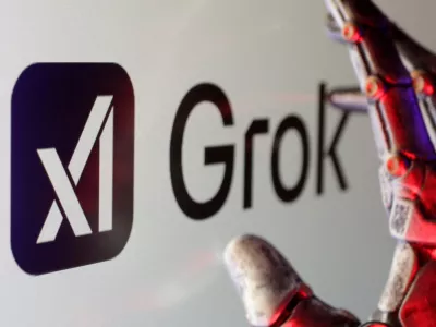 FILE PHOTO: xAI and Grok logos are seen in this illustration created on February 16, 2025. REUTERS/Dado Ruvic/Illustration/File Photo