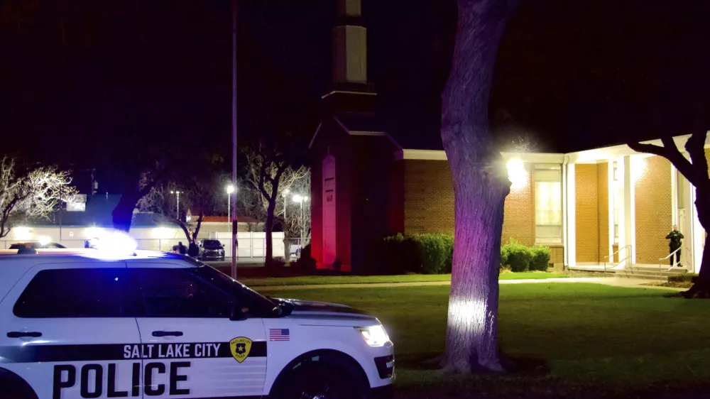 Police respond to a fatal shooting in a parking lot of The Church of Jesus Christ of Latter-day Saints&nbsp;in Salt Lake City on Wednesday, Jan. 7, 2025. (AP Photo/Hannah Schoenbaum)