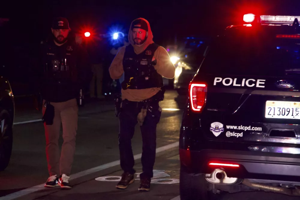 Police respond to a fatal shooting in a parking lot of The Church of Jesus Christ of Latter-day Saints&nbsp;in Salt Lake City on Wednesday, Jan. 7, 2025. (AP Photo/Hannah Schoenbaum)
