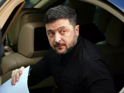 Ukraine's President Volodymyr Zelenskyy arrives at the presidential palace in Nicosia, Cyprus, Wednesday, Jan. 7, 2026. Petros Karadjias/Pool via REUTERS