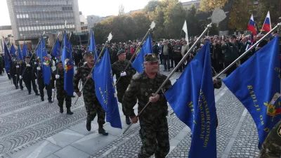- praporščaki - veterani - 10.10.2018 - 50. obletnica ustanovitve TO - Teritorialna obramba Slovenije, - zbor na Trgu republike in slovesnost ZVVS, Zveza veteranov vojne za Slovenijo //FOTO: Luka Cjuha.