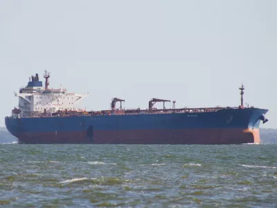 The oil tanker named Xanthos Eos steam on Lake Maracaibo, Venezuela, Wednesday, Jan. 7, 2026. (AP Photo/Edgar Frias)A