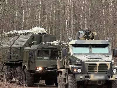 In this image made from video provided by Russian Defense Ministry Press Service on Monday, Dec. 29, 2025, Russia's Oreshnik missile system is seen during a training in an undisclosed location in Belarus. (Russian Defense Ministry Press Service via AP)
