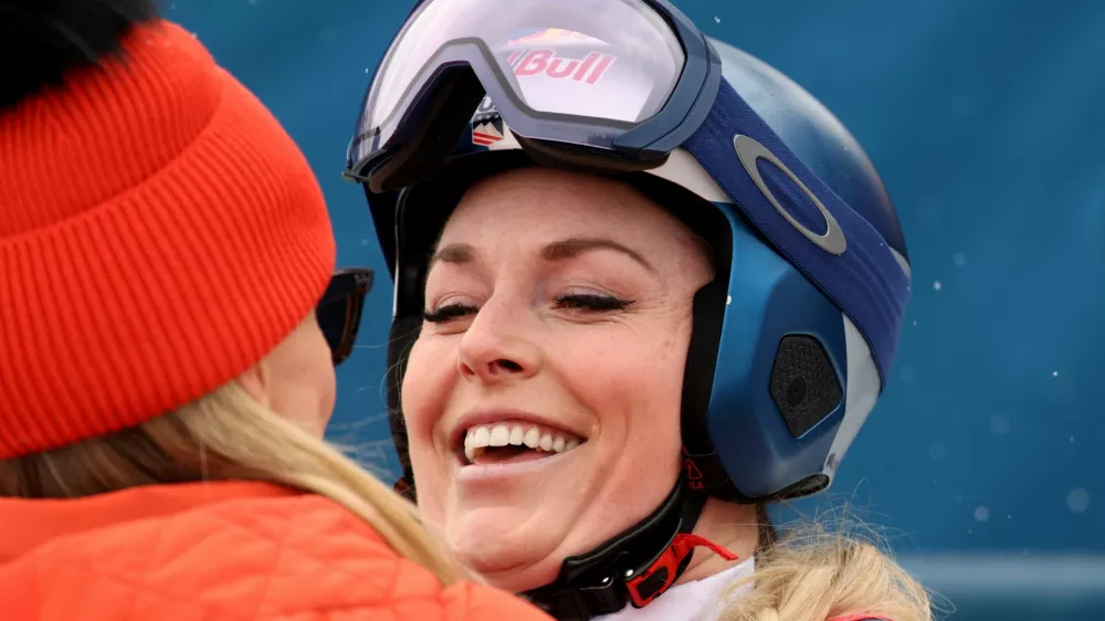 Alpine Skiing - FIS Alpine Ski World Cup - Women's Downhill - Zauchensee, Austria - January 10, 2026 Lindsey Vonn of the U.S. reacts after her run REUTERS/Leonhard Foeger