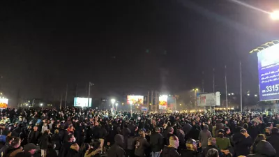 09 January 2026, Iran, Karaj: Iranians gather while blocking a street during a protest in Karaj in response to worsening economic conditions. Photo: -/ZUMA Press Wire/dpa