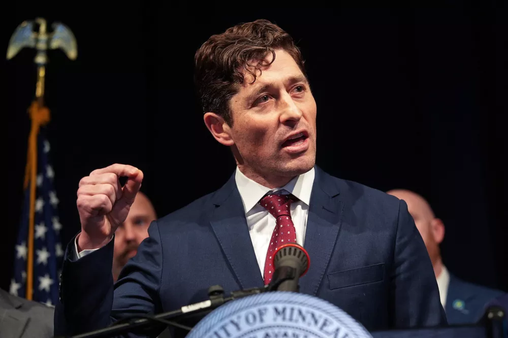 Minneapolis Mayor Jacob Frey speaks at a press conference, after an U.S. Immigration and Customs Enforcement (ICE) agent fatally shot Renee Nicole Good, in Minneapolis, Minnesota, U.S., January 12, 2026.  REUTERS/Tim Evans