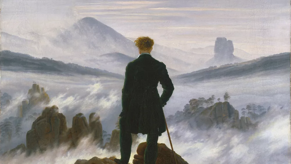Potepin nad meglenim morjem Casparja Davida Friedricha je kar dobra prispodoba za Kirkegaardovo filozofijo. / Foto: Wikipedia