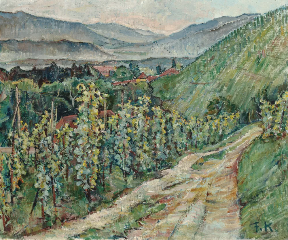 Fredy Koschitz, Po sončnem zahodu, okrog 1940, olje na platnu, Neue Galerie Graz, Universalmuseum Joanneum, Avstrija, foto: UMJ / N. Lackner / Foto: Umj / N. Lackner