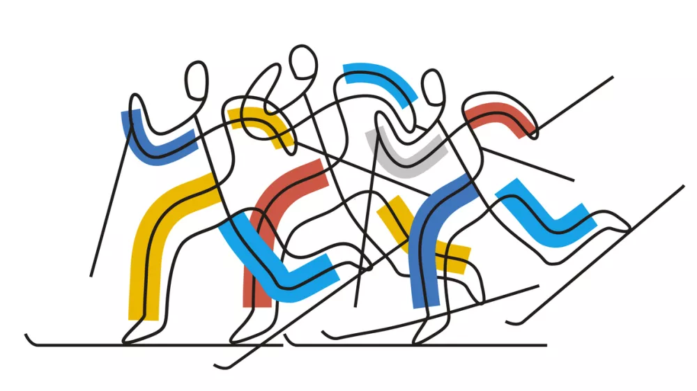 Decorative Illustration of nordic skiing competitors. Continuous line drawing design. Vector available. / Foto: Jiri Studnicky, Getty Images