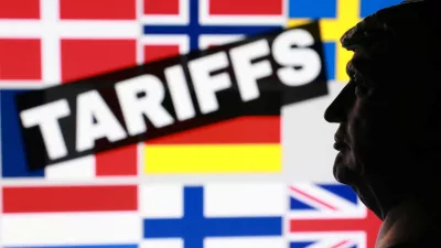 A 3D-printed miniature model of U.S. President Donald Trump and flags of eight European countries potentially facing U.S. tariffs after Trump said he may put a tariff on countries that do not support his plan for the United States to control Greenland, in this illustration taken January 17, 2026. REUTERS/Dado Ruvic/Illustration