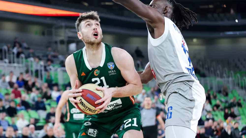 Matthew Hurt in action during ABA League 2025/2026 basketball match between Cedevita Olimpija and Buducnost VOLI (MNE) in Stozice, Ljubljana, Slovenia on January 17, 2026. Photo: Filip Barbalic