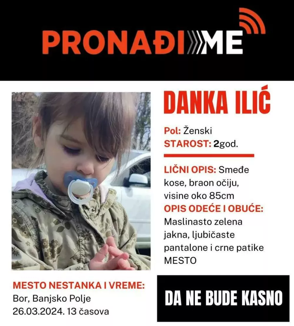 Pogre&scaron;ana srbska deklica Danka Ilić