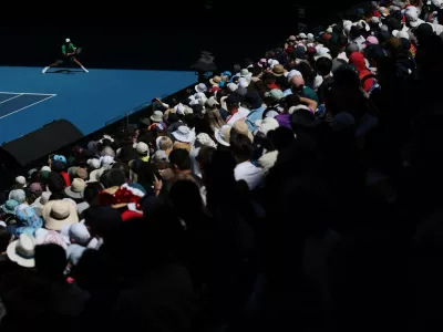Tennis - Australian Open - Melbourne Park, Melbourne, Australia - January 22, 2026 Serbia's Novak Djokovic in action during his second round match against Italy's Francesco Maestrelli REUTERS/Edgar Su