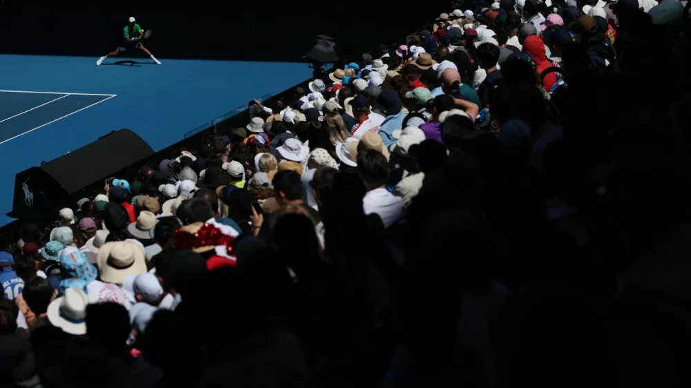 Tennis - Australian Open - Melbourne Park, Melbourne, Australia - January 22, 2026 Serbia's Novak Djokovic in action during his second round match against Italy's Francesco Maestrelli REUTERS/Edgar Su