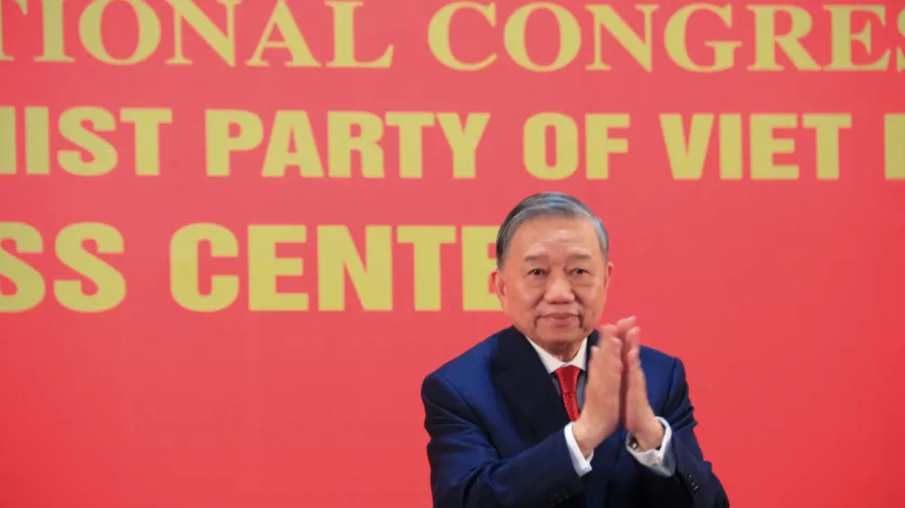 23 January 2026, Vietnam, Hanoi: To Lam, General Secretary of the Communist Party of Vietnam (CPV), holds a press conference to announce the results of the party's National Congress, which took place in Hanoi from January 19 to 23. Photo: Bac Pham/dpa