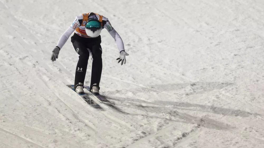 Ski Jumping - FIS Ski Jumping World Cup - Willingen, Germany - January 31, 2026 Slovenia's Domen Prevc during the men's individual HS147 REUTERS/Leon Kuegeler