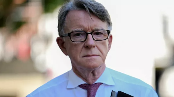 FILE PHOTO: Peter Mandelson, who was at the time British Ambassador to the United States, walks on the day British Prime Minister Keir Starmer held an emergency Cobra meeting, in London, Britain, June 18, 2025. REUTERS/Jaimi Joy/File Photo